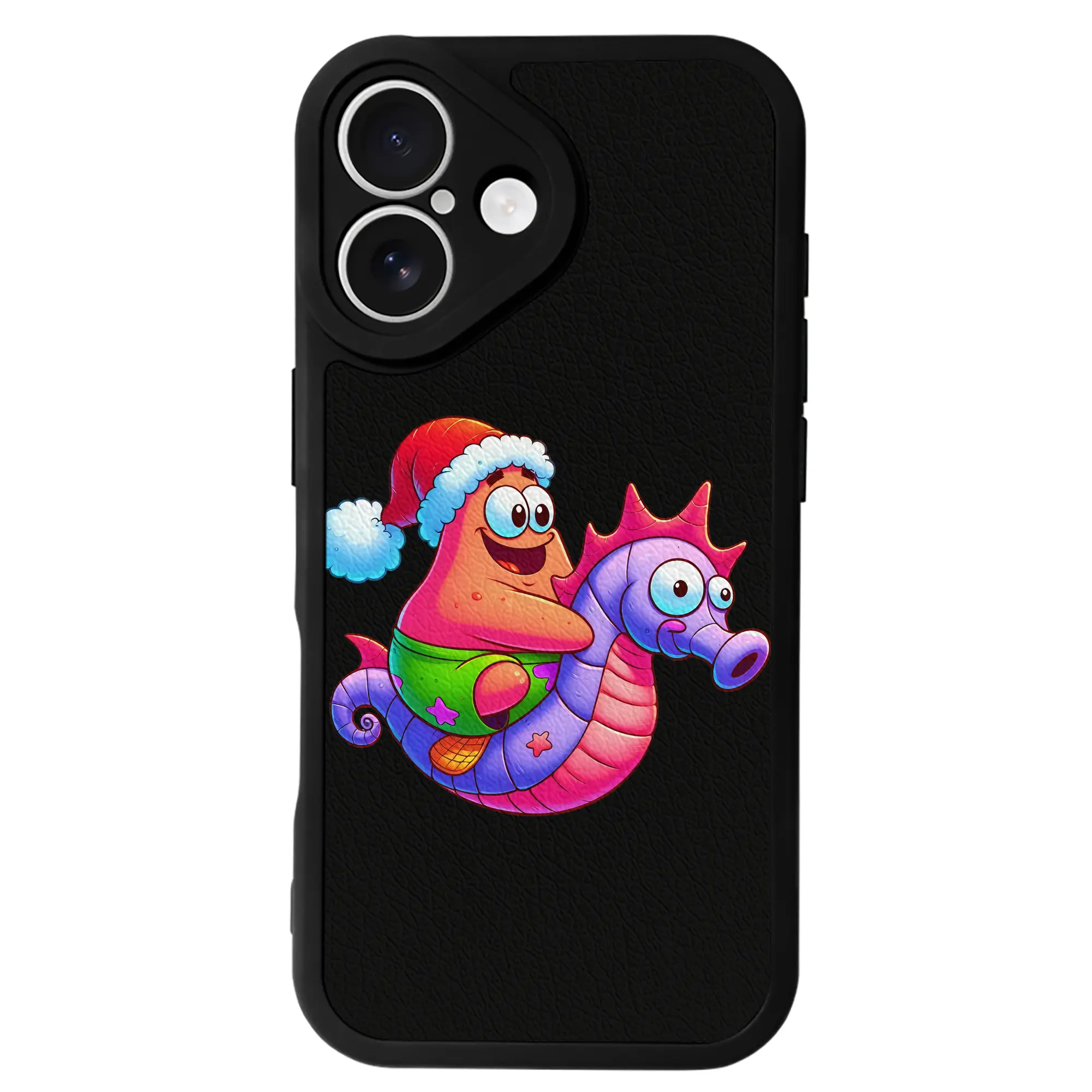 スポンジボブ グッズ パトリック・スター - IPhone 16シリーズ対応 ・ シリコンスマホケース ・ レザー調 ・ 高精度フィット ・ 耐衝撃 ・ ワイヤレス充電対応 ・ 精密カット